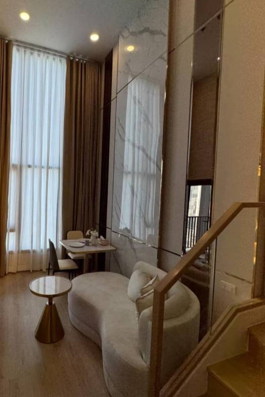 Brand new duplex 2 Bed 1 Bath 52sqm at LIFE Rama 4-Asoke for rent, fully furnished, premium appliances, near BTS Queen Sirikit. 45,000 THB/month.