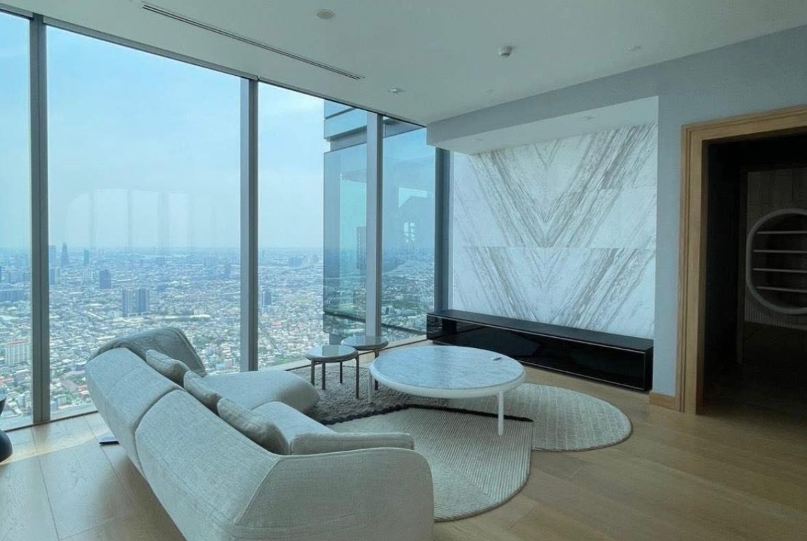 Ultra-luxury 4BR penthouse at Ritz-Carlton MahaNakhon, 1000 SQM on high floor. Now for rent at 2M THB/month. Unrivaled elegance, skyline views.