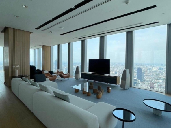 Ultra-luxury 4BR penthouse at Ritz-Carlton MahaNakhon, 1000 SQM on high floor. Now for rent at 2M THB/month. Unrivaled elegance, skyline views.