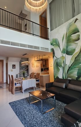 Spacious 2BR duplex at The Empire Place, 108.9 SQ.M, fully furnished, near BTS Chong Nonsi. For sale 18.5MB or rent at 68K/month.