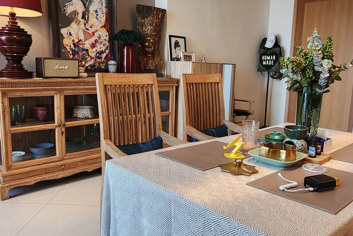 Spacious 2BR duplex at The Empire Place, 108.9 SQ.M, fully furnished, near BTS Chong Nonsi. For sale 18.5MB or rent at 68K/month.