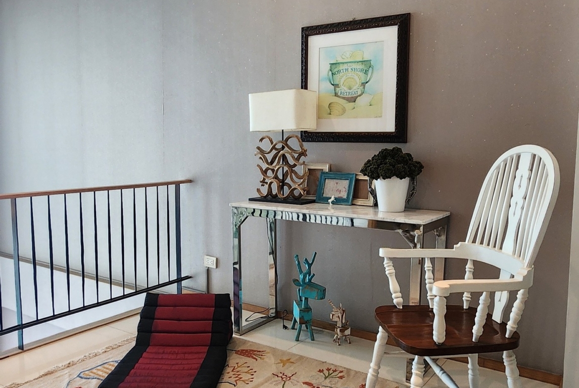 Spacious 2BR duplex at The Empire Place, 108.9 SQ.M, fully furnished, near BTS Chong Nonsi. For sale 18.5MB or rent at 68K/month.