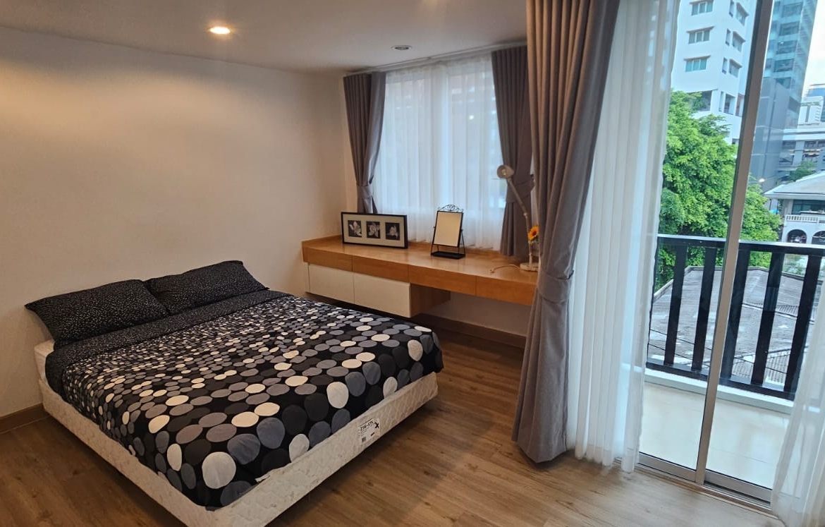 Spacious 2-bedroom condo at S9 Sathorn, 75sqm, fully furnished and move-in ready. Great location, low-rise privacy. Rent: THB 28,000/month.