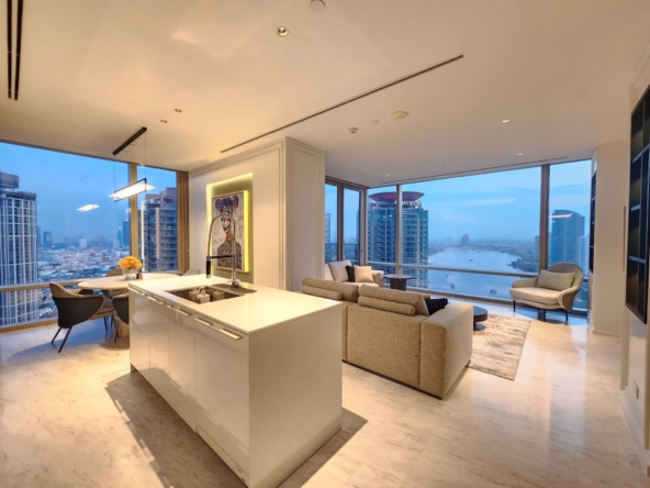 2-Bed 3-Bath 117 sqm Four Seasons Condo Near BTS Saphan Taksin for Sale 49.5M THB